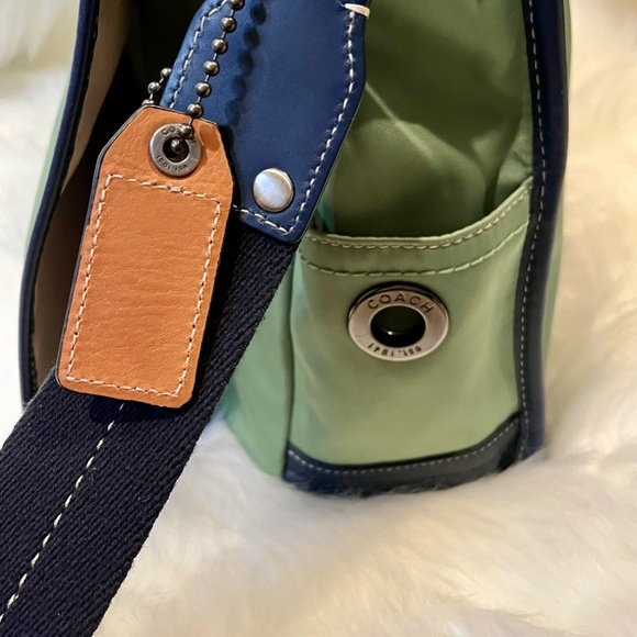 Coach Green Navy Blue Nylon Transatlantic Messenger Crossbody Bag Unisex - Picture 4 of 15